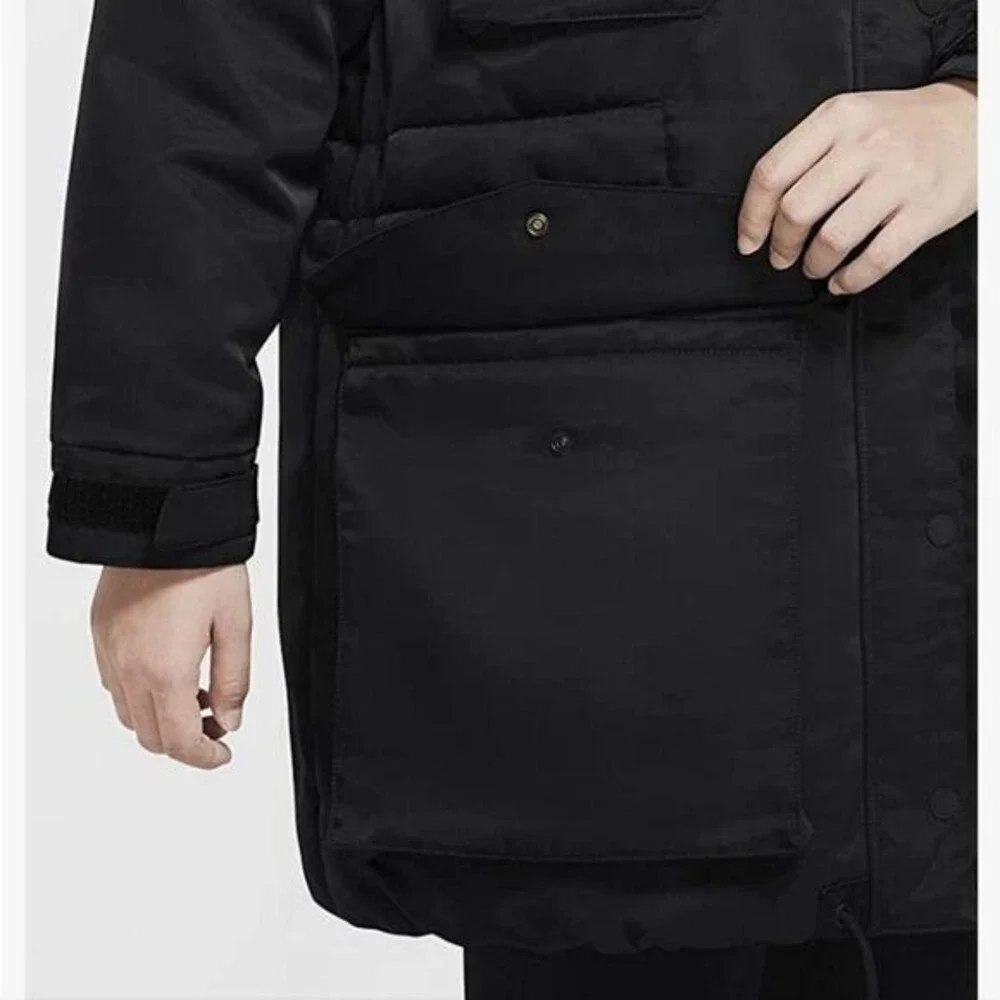 Nike Sportswear Tech Fleece Parka Hooded Full Zip Puffer Coat Jacket Black XXL‎